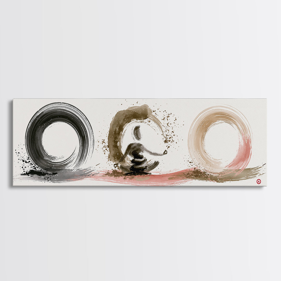 Minimal Zen Circle Brushstroke Canvas Print, Spa Art, Room Decor, Spa Decor, Fine Art, Serenity, Nature Prints, Travel Poster, SPA-3x1-48