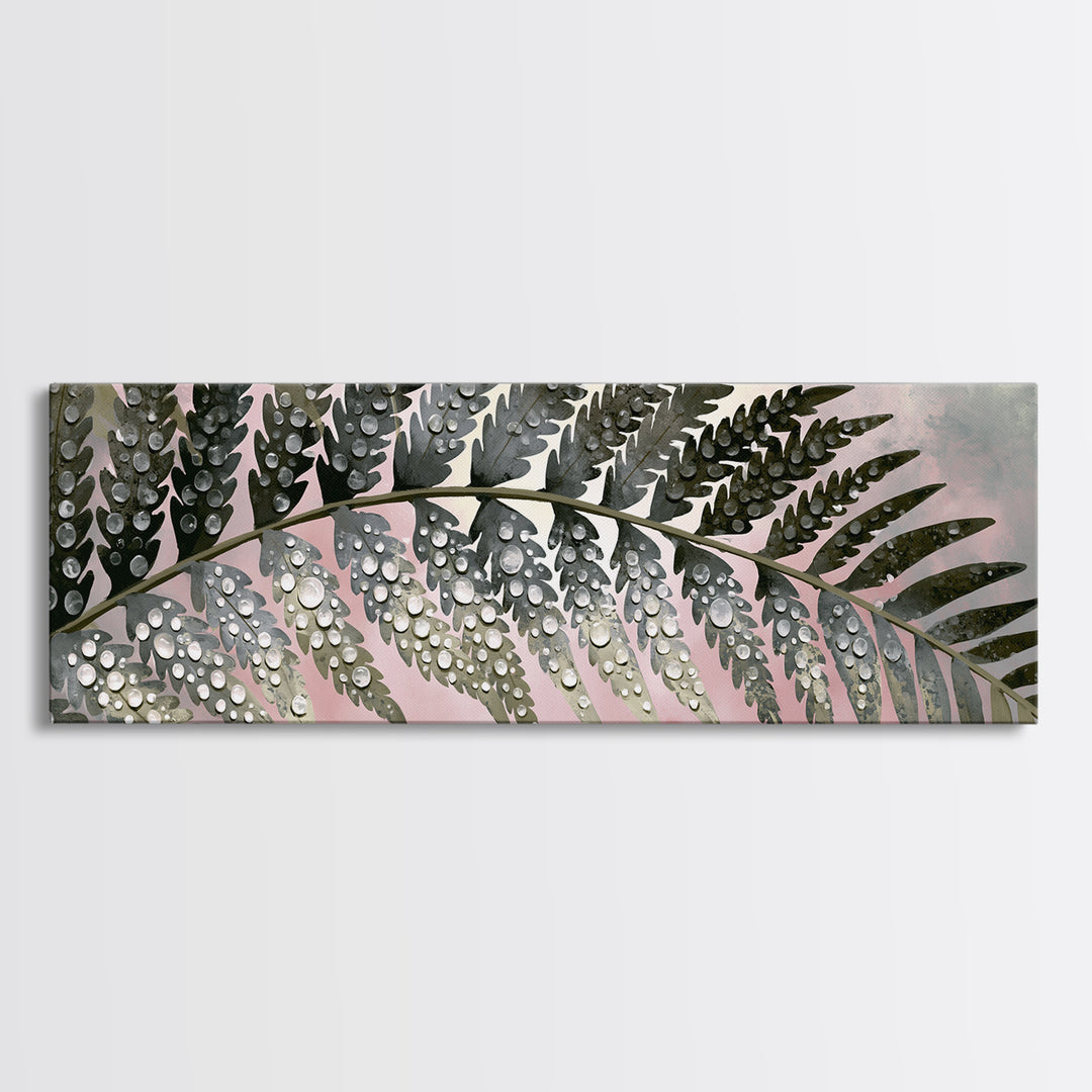 Fern Leaf Closeup Framed Canvas Print, Spa Art, Botanical Art, Spa Decor, Oil Painting, Serenity, Fashion Wall Art, SPA-3x1-51
