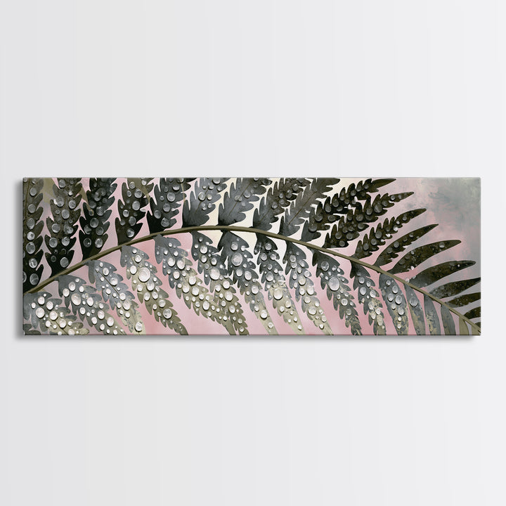 Fern Leaf Closeup Framed Canvas Print, Spa Art, Botanical Art, Spa Decor, Oil Painting, Serenity, Fashion Wall Art, SPA-3x1-51