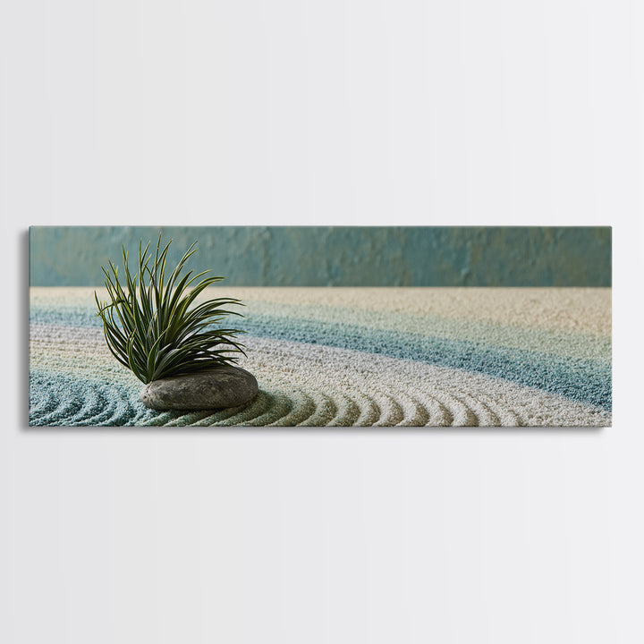 Sand Garden Lines Framed Canvas Print, Spa Art, Textured Painting, Spa Decor, Fine Art, Serenity, Travel Poster, Abstract, SPA-3x1-52