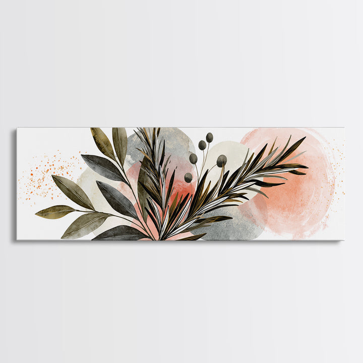 Botanical Herbal Arrangement Canvas Print, Spa Art, Tarot Card Art, Spa Decor, Watercolor Art, Serenity, Textured Painting, SPA-3x1-54