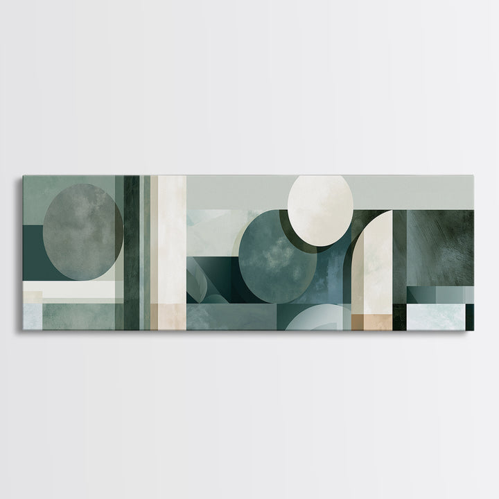 Sage and Ivory Geometric Calm Composition Canvas Print, Spa Art, Hair Salon Wall Art, Spa Decor, Abstract Art, Serenity, SPA-3x1-61