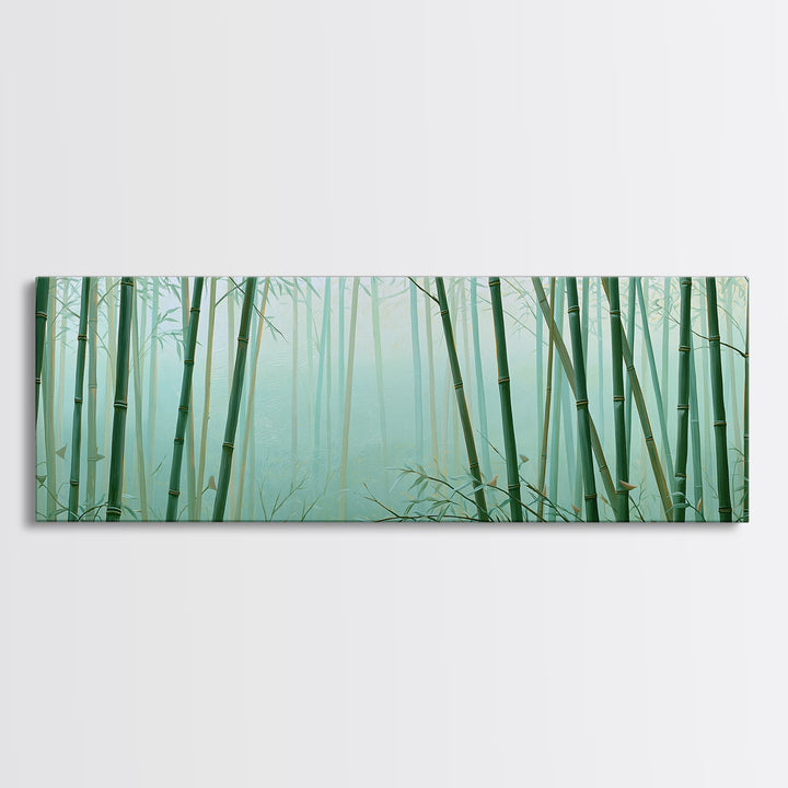Misty Bamboo Forest Framed Canvas Print, Spa Art, Gallery Decor, Spa Decor, Fine Art, Serenity, Wall Art, Home Decor, SPA-3x1-69