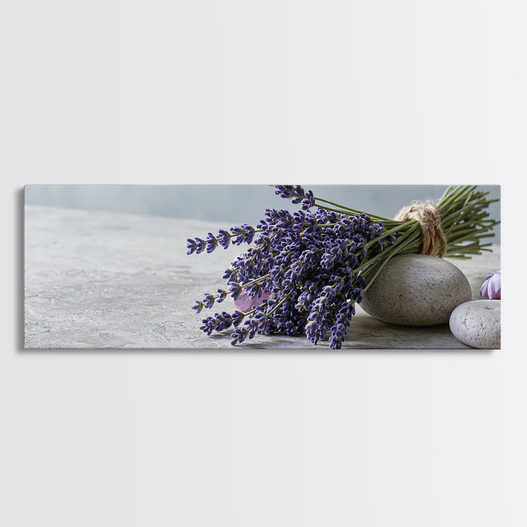 Lavender Bundle with Soft Shadow Canvas Print, Spa Art, Spa, Spa Decor, Fine Art, Serenity, Teen Girl Room Decor, Dog Canvas, SPA-3x1-71