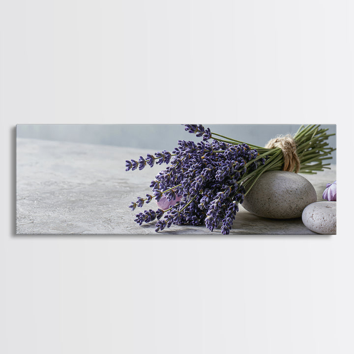 Lavender Bundle with Soft Shadow Canvas Print, Spa Art, Spa, Spa Decor, Fine Art, Serenity, Teen Girl Room Decor, Dog Canvas, SPA-3x1-71
