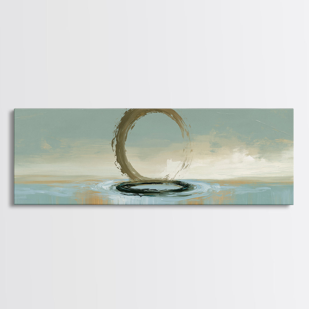 Minimal Zen Circle Brushstroke Framed Canvas Print, Spa Art, Art, Spa Decor, Fine Art, Serenity, Abstract Print, Minimalist Art, SPA-3x1-72