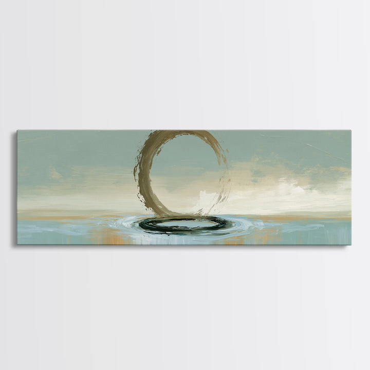 Minimal Zen Circle Brushstroke Framed Canvas Print, Spa Art, Art, Spa Decor, Fine Art, Serenity, Abstract Print, Minimalist Art, SPA-3x1-72