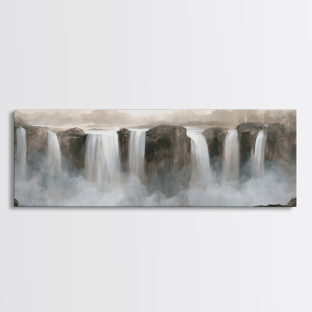 Serene Waterfall with Mist Framed Canvas Print, Spa Art, Fine Art Photography, Spa Decor, Fine Art, Serenity, Wildlife Wall Art, SPA-3x1-82