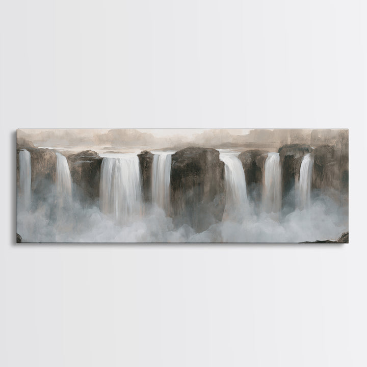 Serene Waterfall with Mist Framed Canvas Print, Spa Art, Fine Art Photography, Spa Decor, Fine Art, Serenity, Wildlife Wall Art, SPA-3x1-82