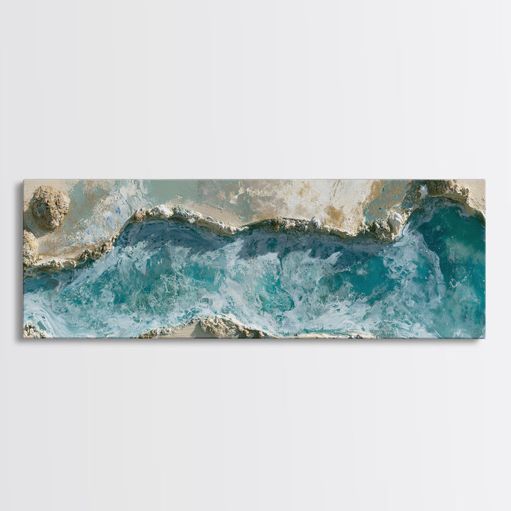 Blue Lagoon Water Seen from Above Framed Canvas Print, Spa Art, Printable Art, Spa Decor, Serenity, Fine Art Photography, SPA-3x1-84