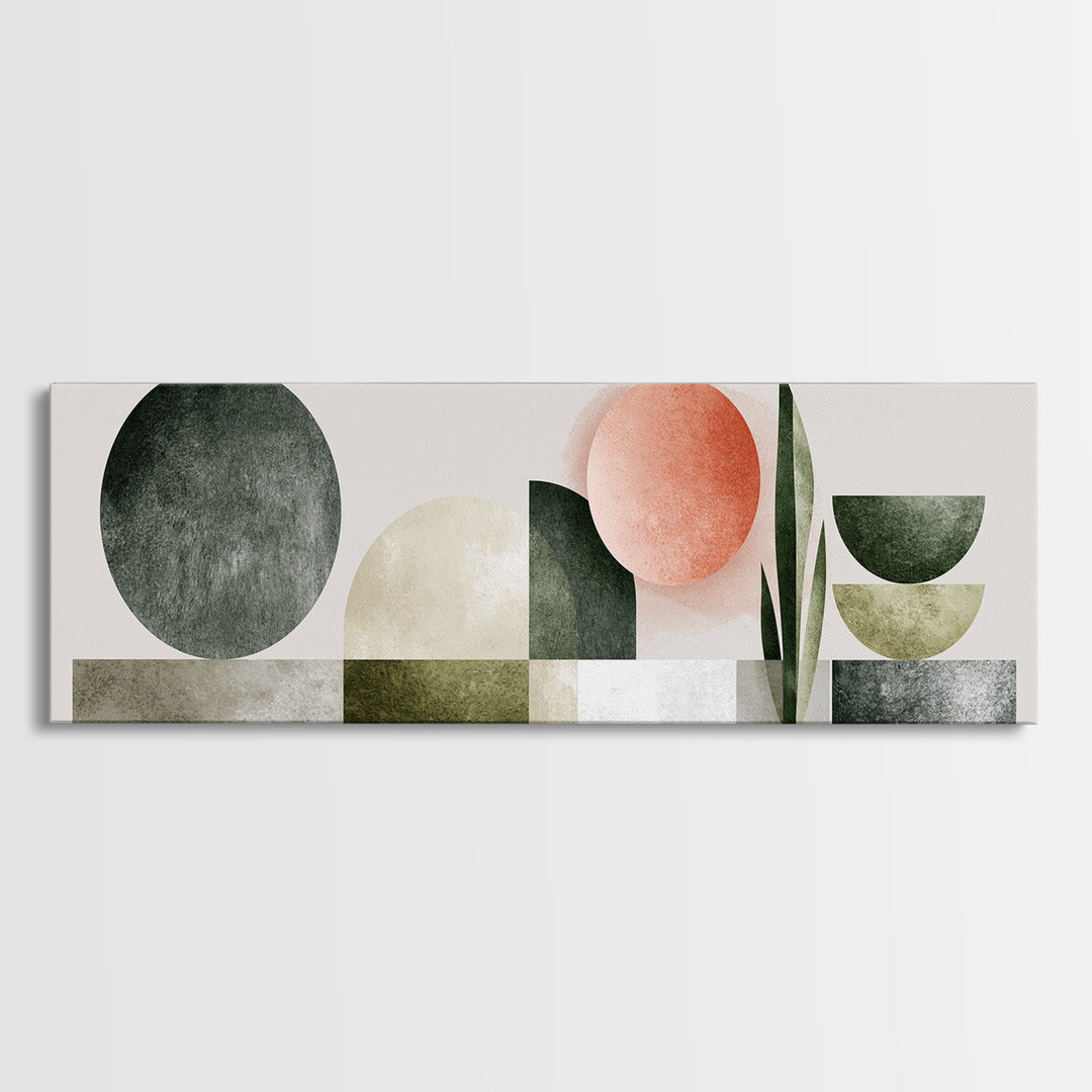 Sage and Ivory Geometric Calm Composition Canvas Print, Spa Art, Hair Salon Wall Art, Spa Decor, Abstract Art, Serenity, SPA-3x1-85