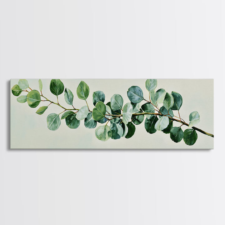 Eucalyptus Branch in Soft Green Watercolor Canvas Print, Spa Art, Wall Art Print, Spa Decor, Fine Art, Serenity, Animal Art, SPA-3x1-91