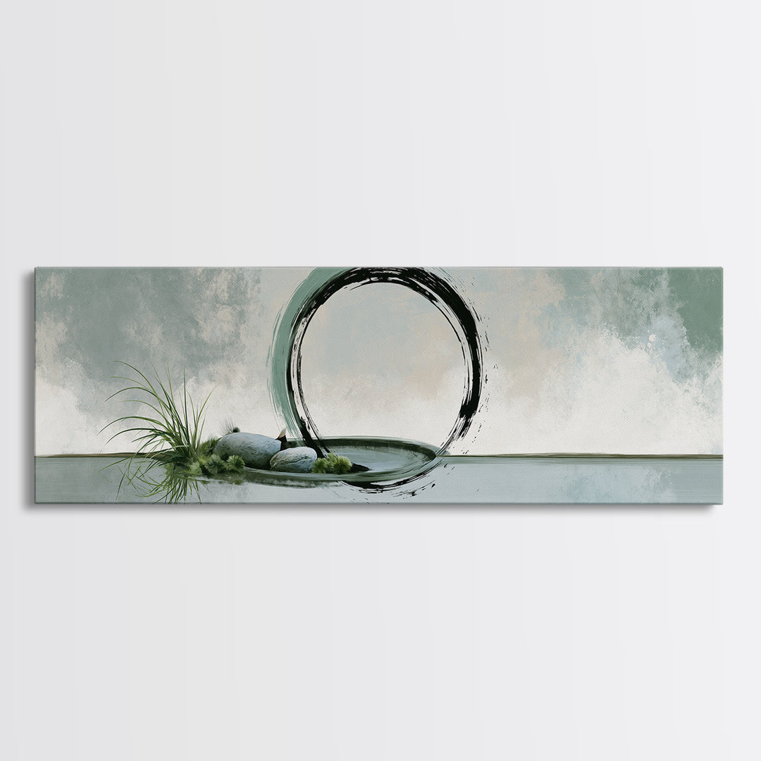 Minimal Zen Circle Brushstroke Canvas Print, Spa Art, Room Decor, Spa Decor, Fine Art, Serenity, Nature Prints, Travel Poster, SPA-3x1-96