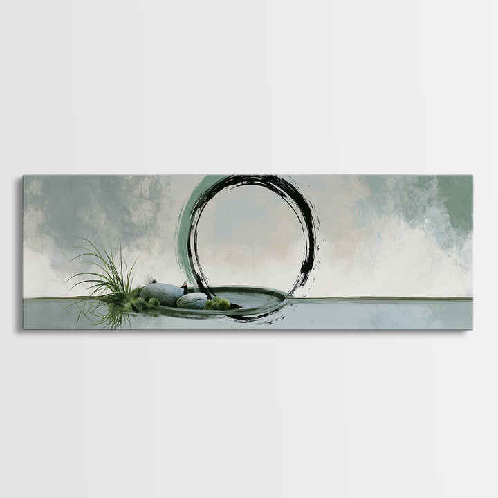 Minimal Zen Circle Brushstroke Canvas Print, Spa Art, Room Decor, Spa Decor, Fine Art, Serenity, Nature Prints, Travel Poster, SPA-3x1-96