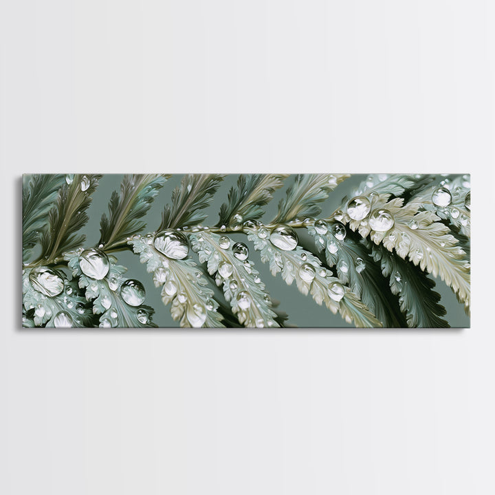 Fern Leaf Closeup Framed Canvas Print, Spa Art, Botanical Art, Spa Decor, Oil Painting, Serenity, Fashion Wall Art, SPA-3x1-99