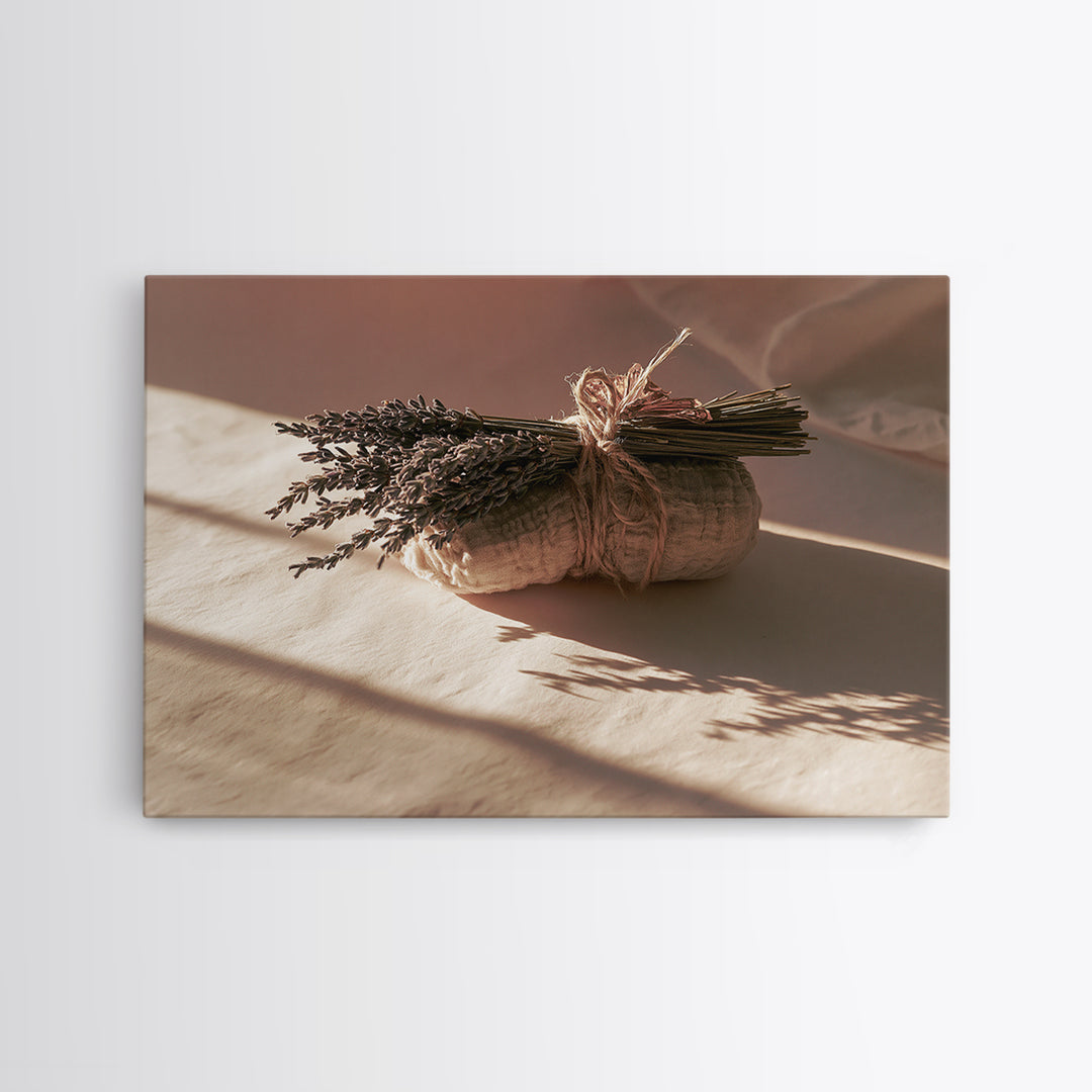 Lavender Bundle with Soft Shadow Canvas Print, Spa Art, Modern Decor, Spa Decor, Fine Art, Serenity, Wall Decor, SPA-3x2-11