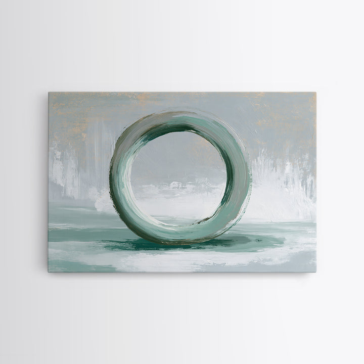 Minimal Zen Circle Brushstroke Canvas Print, Spa Art, Salon Decor, Spa Decor, Fine Art, Serenity, Statement Artwork, Boho Decor, SPA-3x2-12
