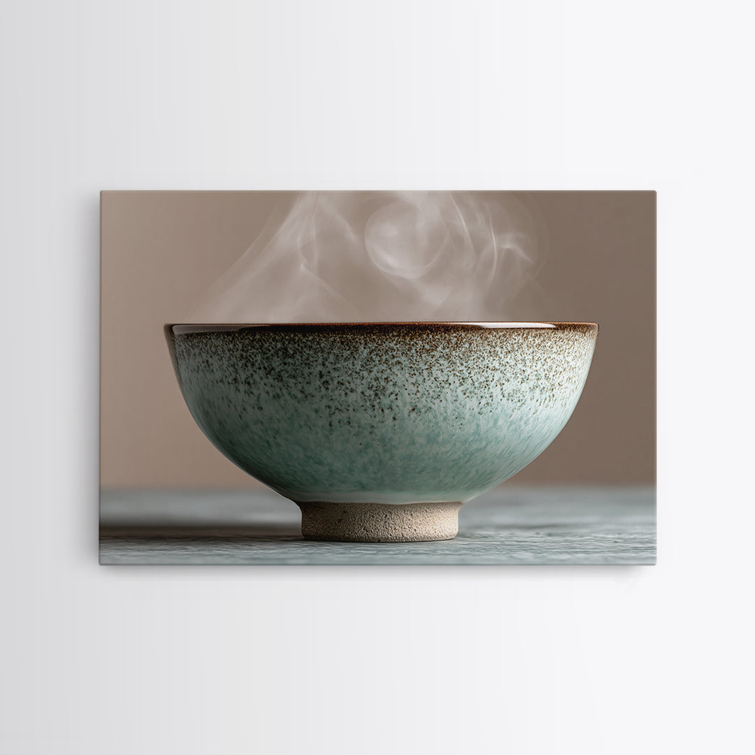 Tea Bowl and Steam Still Life Framed Canvas Print, Spa Art, Travel Poster, Spa Decor, Fine Art, Serenity, Salon Decor, SPA-3x2-2