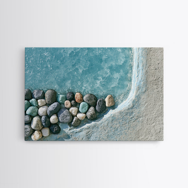 Blue Lagoon Water Seen from Above Framed Canvas Print, Spa Art, Teen Girl Room Decor, Spa Decor, Serenity, Luxury Decor, SPA-3x2-24