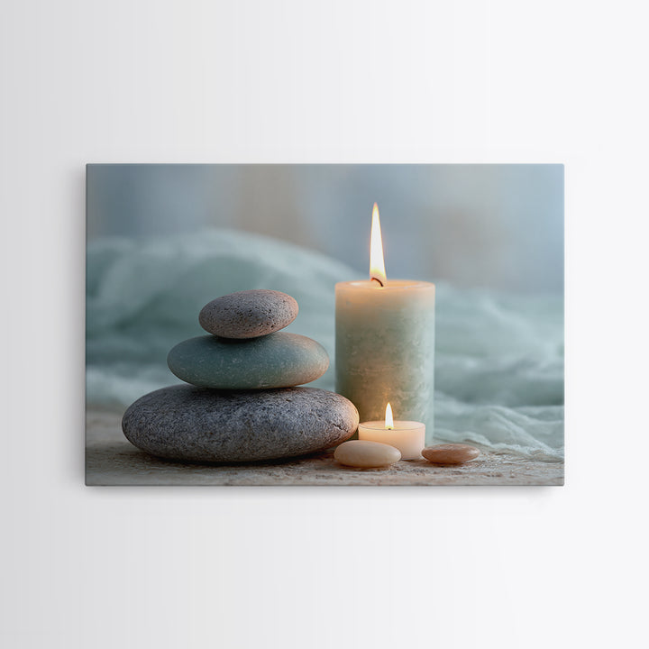 Warm Candle Flame Canvas Print, Spa Art, Hair Salon Wall Art, Spa Decor, Oil Painting, Serenity, Minimalist Decor, SPA-3x2-37