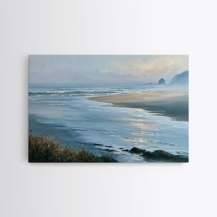 Coastal Horizon in Muted Spa Blues Canvas Print, Spa Art, Animal Art, Spa Decor, Serenity, Gallery Decor, Neutral Decor, SPA-3x2-38