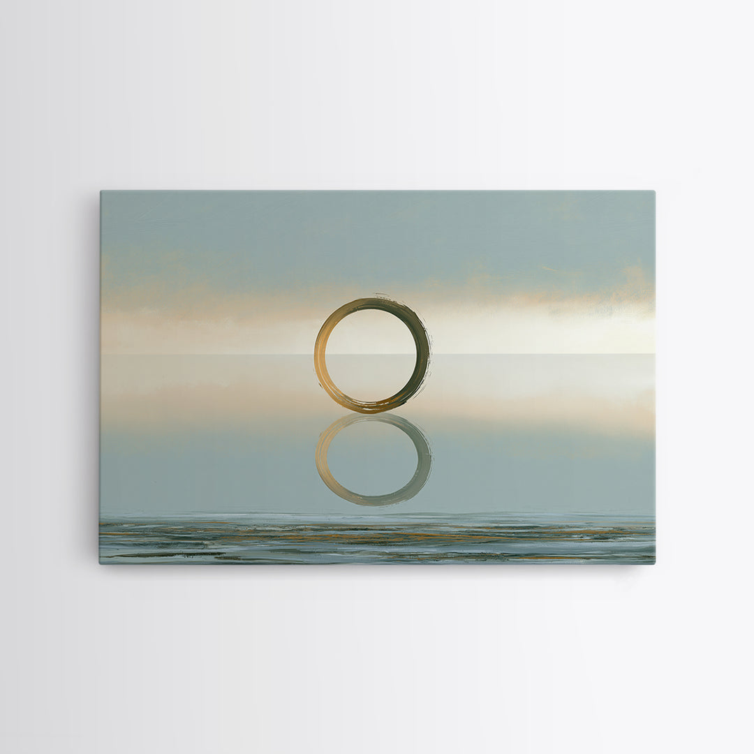 Minimal Zen Circle Brushstroke Framed Canvas Print, Spa Art, Room Decor, Spa Decor, Fine Art, Serenity, Nature Prints, SPA-3x2-60