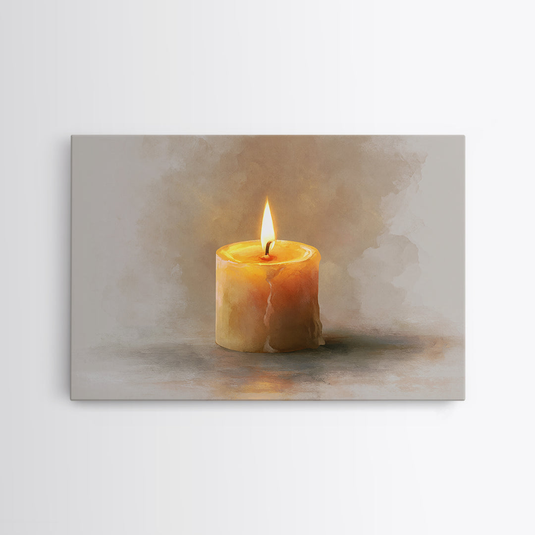 Warm Candle Flame Canvas Print, Spa Art, Hair Salon Wall Art, Spa Decor, Oil Painting, Serenity, Minimalist Decor, SPA-3x2-61