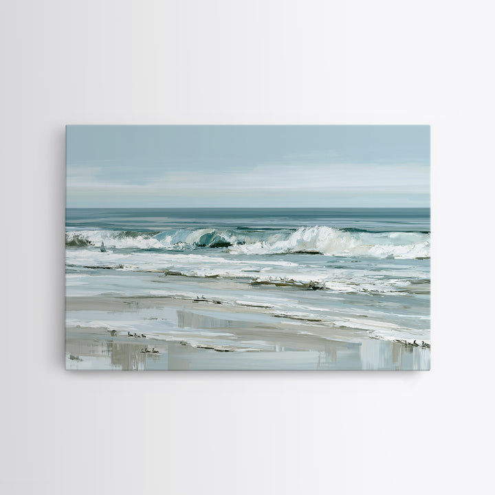 Coastal Horizon in Muted Spa Blues Canvas Print, Spa Art, Animal Art, Spa Decor, Serenity, Gallery Decor, Neutral Decor, SPA-3x2-62