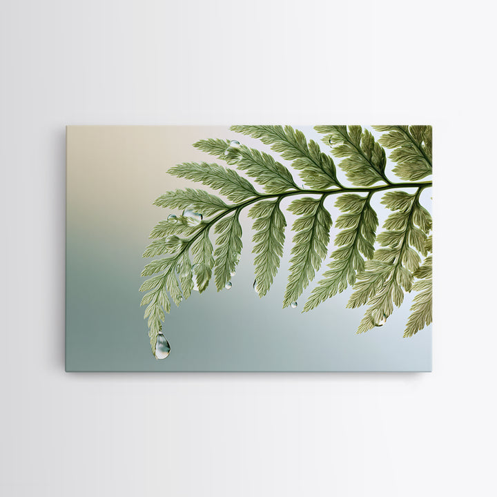 Fern Leaf Closeup Framed Canvas Print, Spa Art, Salon Decor, Spa Decor, Oil Painting, Serenity, Statement Artwork, Boho Decor, SPA-3x2-63
