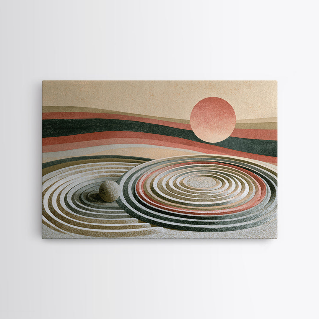 Sand Garden Lines Framed Canvas Print, Spa Art, Textured Painting, Spa Decor, Fine Art, Serenity, Travel Poster, Abstract, SPA-3x2-64