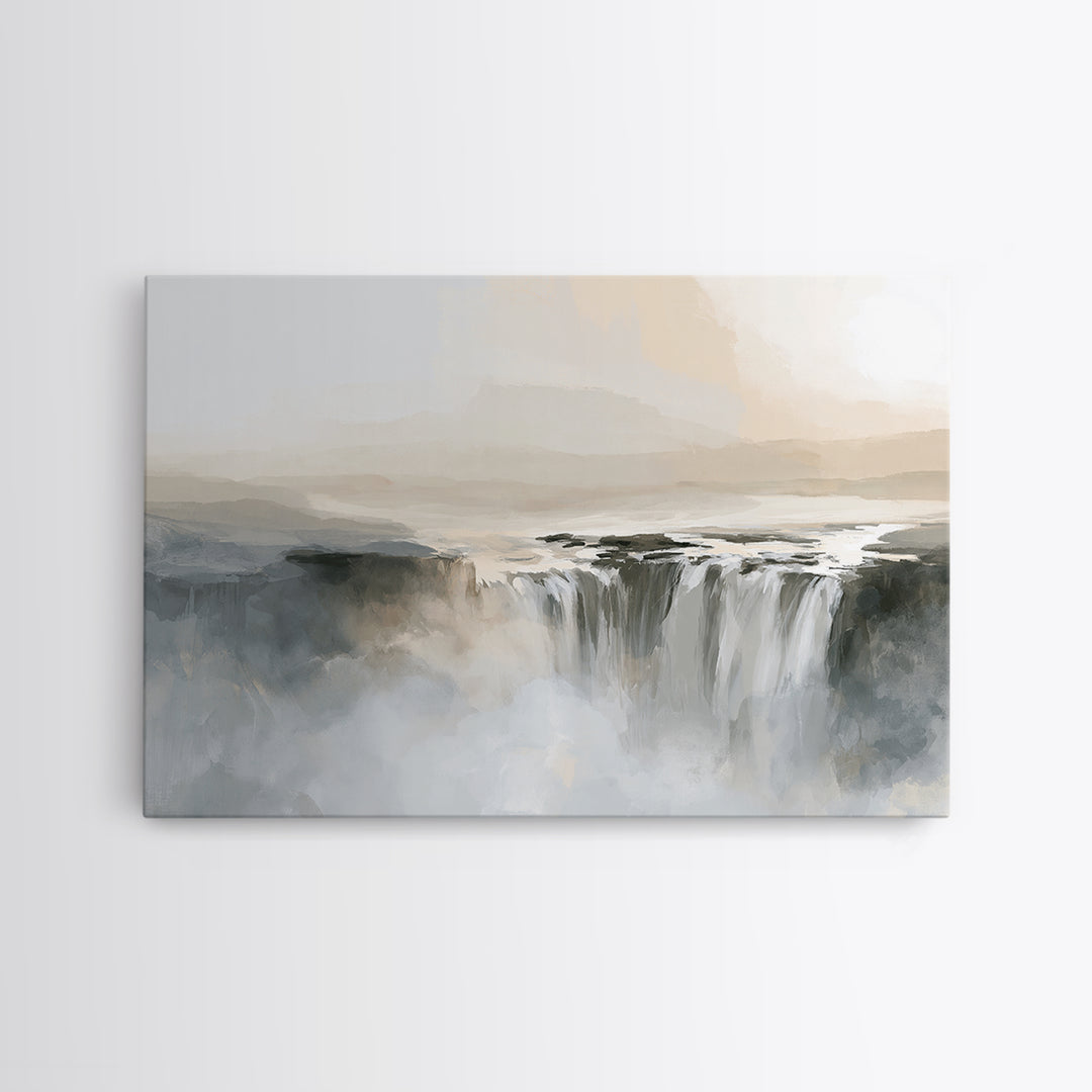 Serene Waterfall with Mist Framed Canvas Print, Spa Art, Fashion Wall Art, Spa Decor, Fine Art, Serenity, Modern Decor, SPA-3x2-70