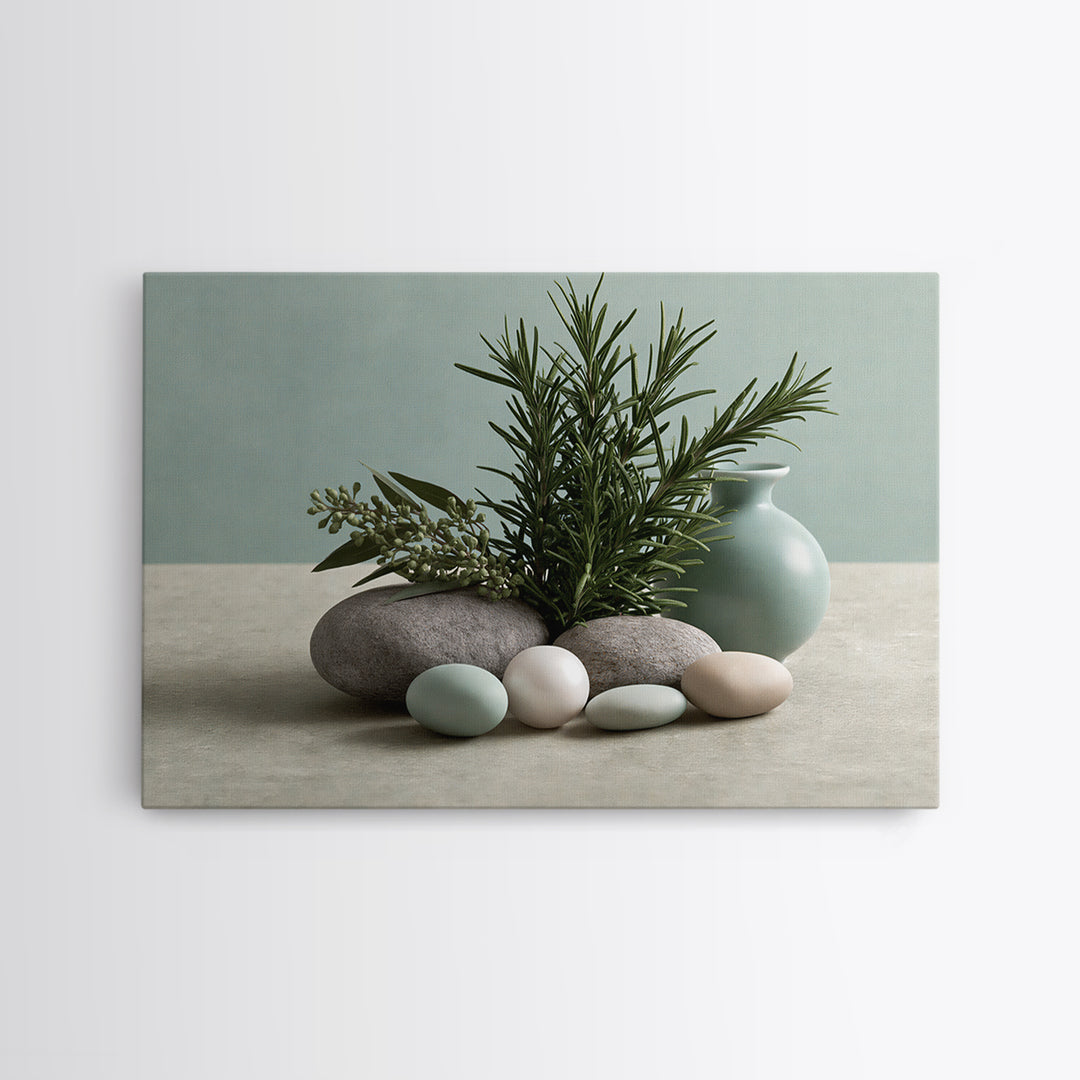 Botanical Herbal Arrangement Framed Canvas Print, Spa Art, Teen Girl Room Decor, Spa Decor, Fine Art, Serenity, Luxury Decor, SPA-3x2-90