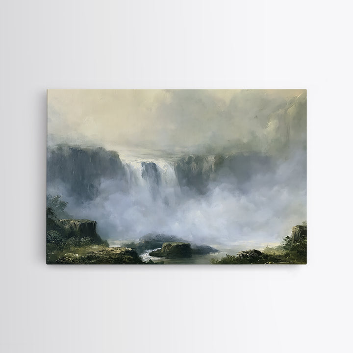 Serene Waterfall with Mist Canvas Print, Spa Art, Dog Canvas, Spa Decor, Abstract Art, Serenity, Art Print, Room Decor, SPA-3x2-94
