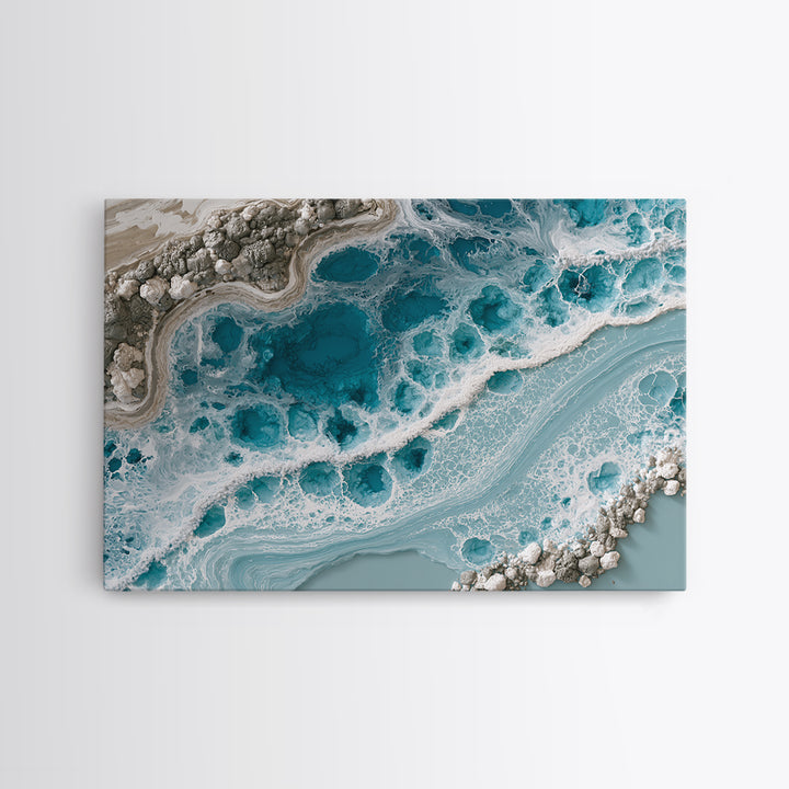 Blue Lagoon Water Seen from Above Framed Canvas Print, Spa Art, Printable Art, Spa Decor, Serenity, Fine Art Photography, SPA-3x2-96