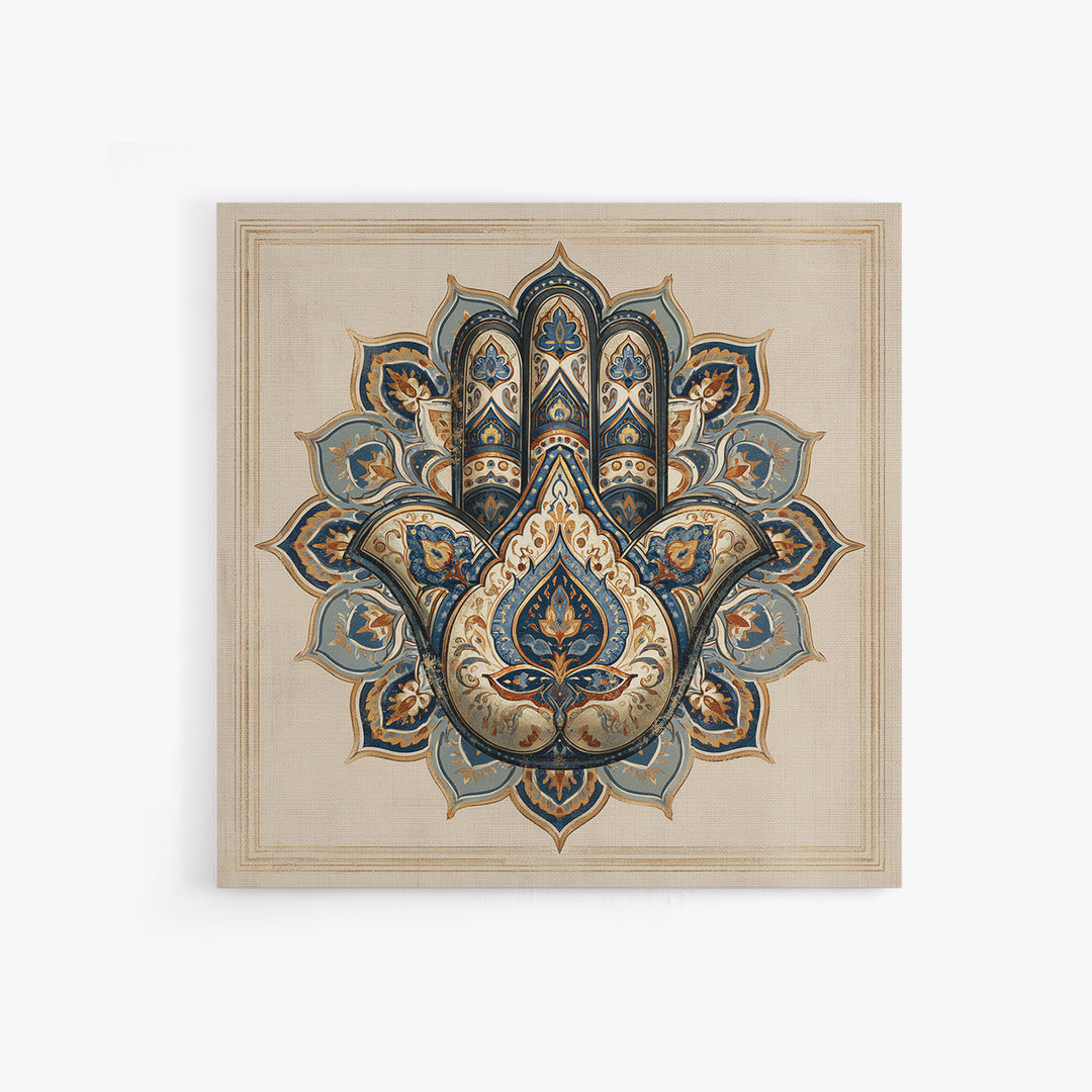 Protective Hand Motif Framed Canvas Print, Spiritual Art, Neutral Decor, Living Room Decor, Fine Art, Spirit, Wall Decor, SPI-1x1-71