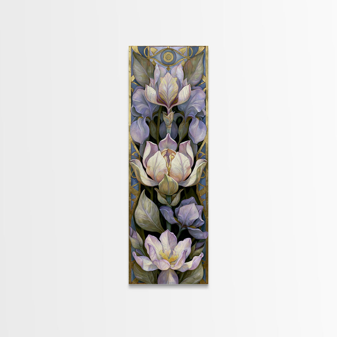Third Eye Symbol Surrounded by Flowers Canvas Print, Spiritual Art, Wall Art, Living Room Decor, Oil Painting, Spirit, SPI-1x3-18