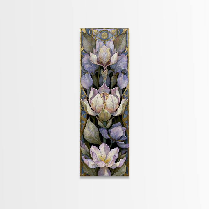 Third Eye Symbol Surrounded by Flowers Canvas Print, Spiritual Art, Wall Art, Living Room Decor, Oil Painting, Spirit, SPI-1x3-18
