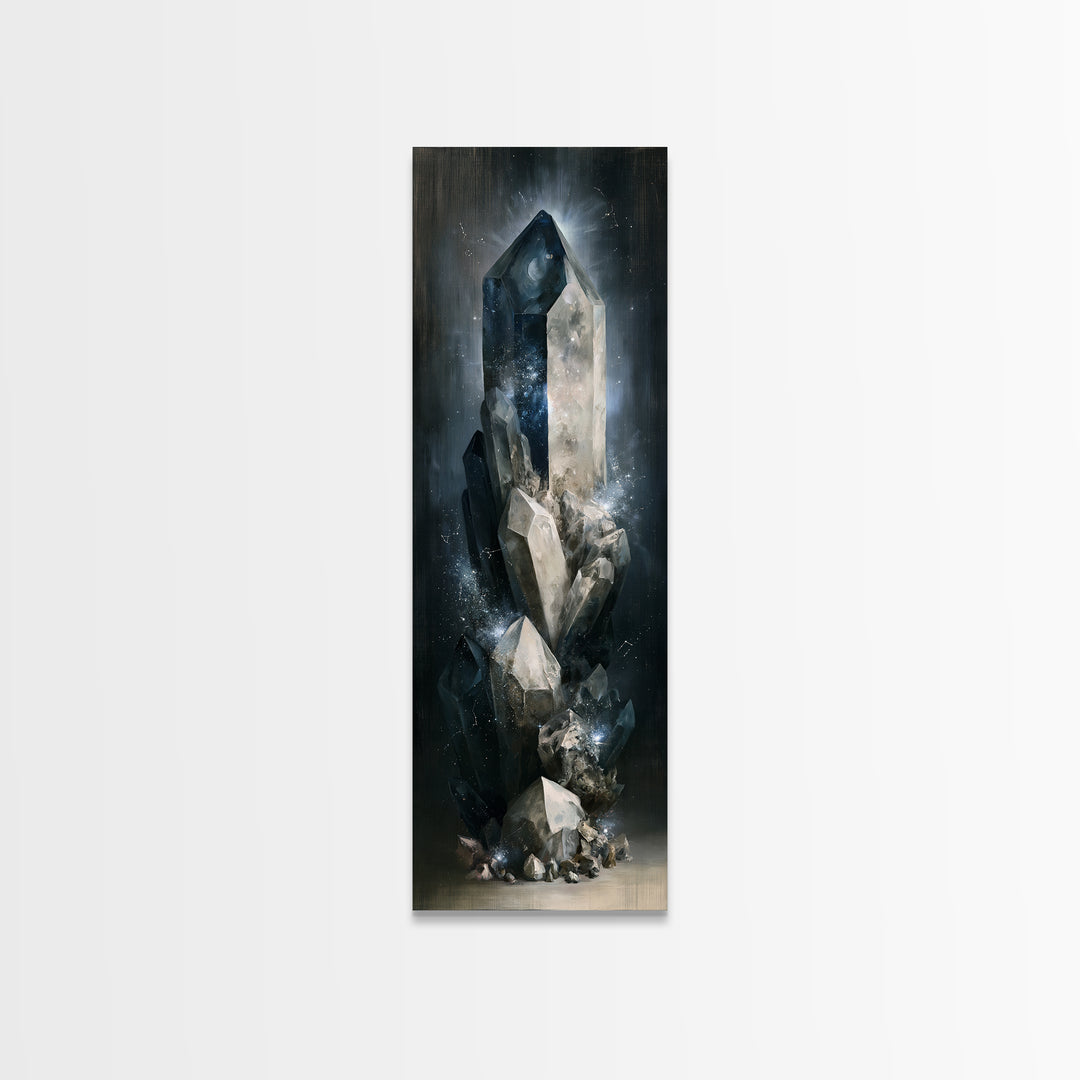 Crystal Cluster with Moonlight Reflections Canvas Print, Spiritual Art, Room Decor, Living Room Decor, Fine Art, Spirit, SPI-1x3-49