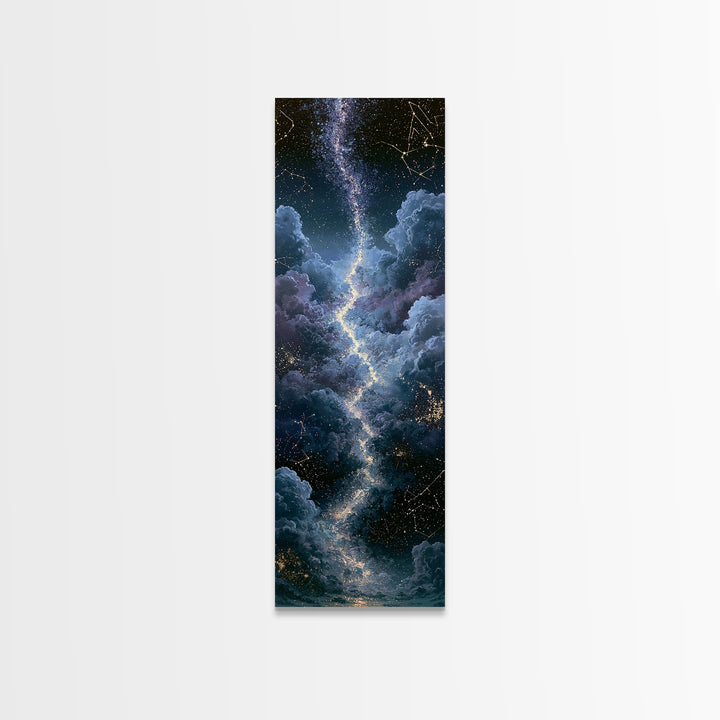 Celestial Staircase Through Clouds Framed Canvas Print, Spiritual Art, Wall Art Prints, Living Room Decor, Fine Art, Spirit, SPI-1x3-53