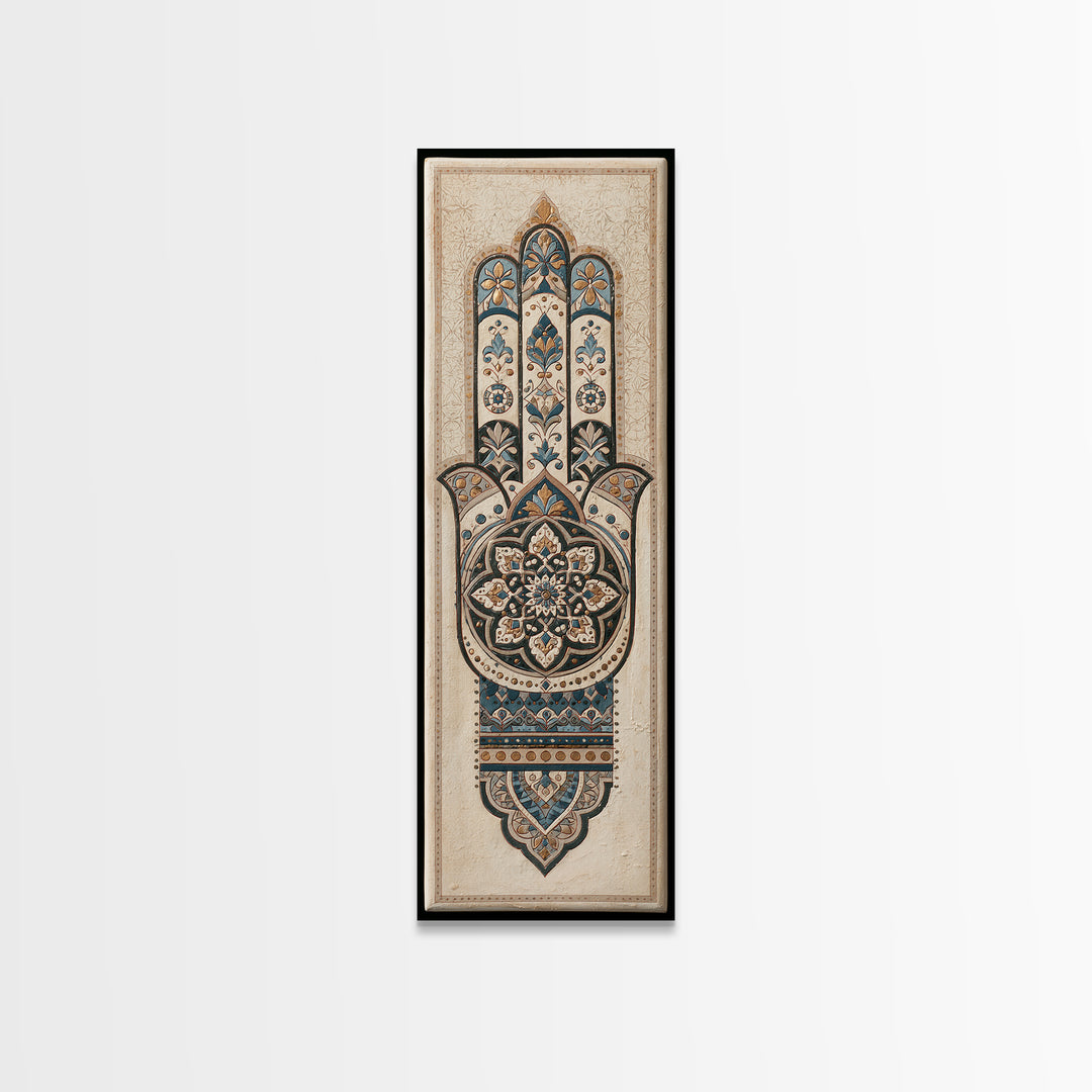 Protective Hand Motif Canvas Print, Spiritual Art, Poster, Living Room Decor, Spirit, Framed Wall Art, Canvas Wall Art, SPI-1x3-59