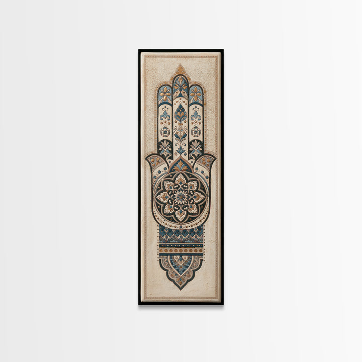 Protective Hand Motif Canvas Print, Spiritual Art, Poster, Living Room Decor, Spirit, Framed Wall Art, Canvas Wall Art, SPI-1x3-59
