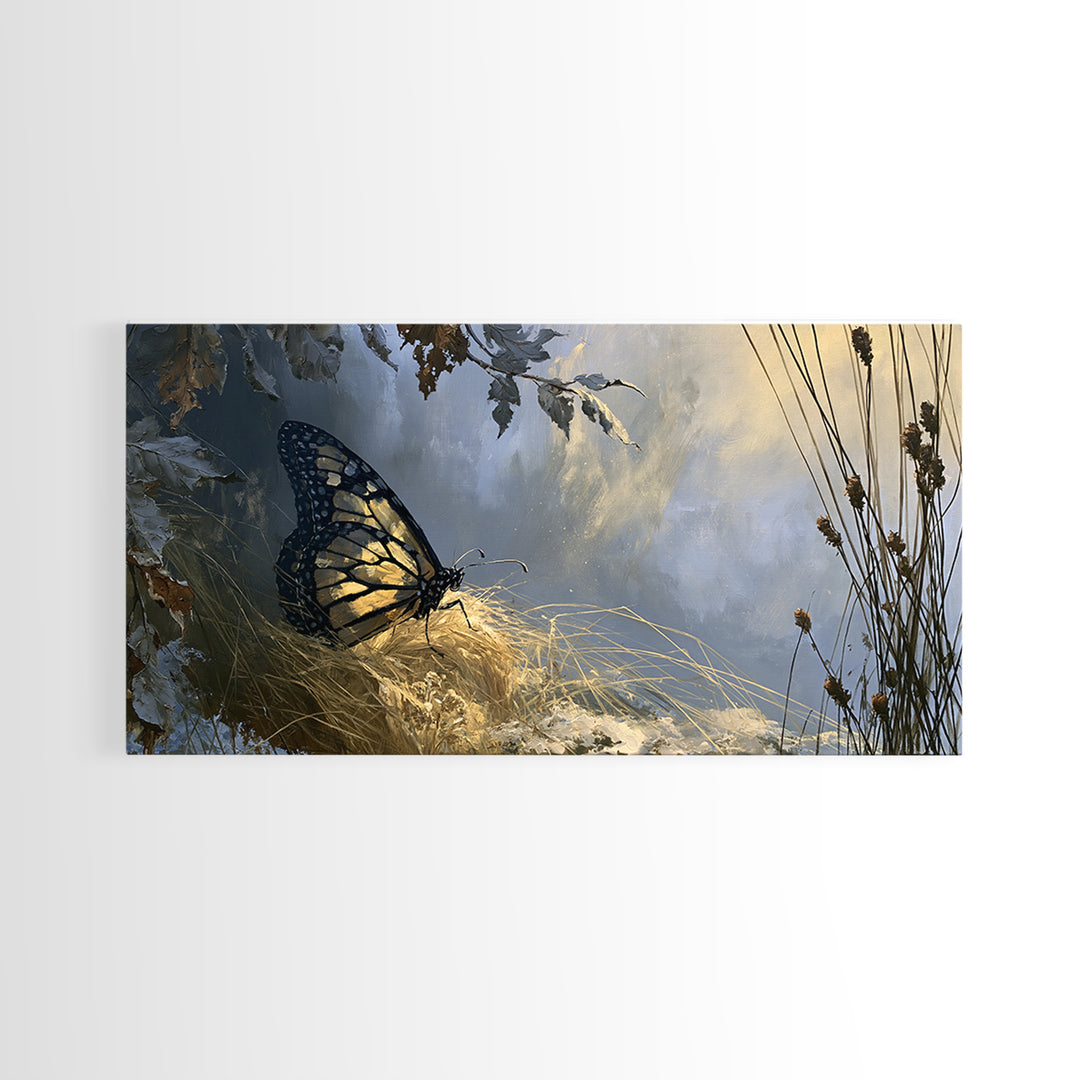 Butterfly Transformation Scene Framed Canvas Print, Spiritual Art, Trendy Wall Art, Living Room Decor, Fine Art, Spirit, SPI-2x1-11