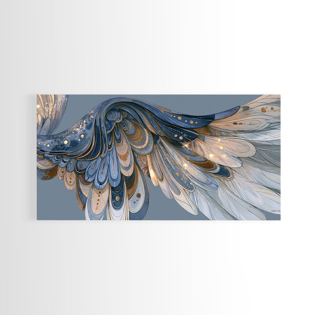 Angel Wings Emerging from Warm Light Canvas Print, Spiritual Art, Boho Wall Art, Living Room Decor, Oil Painting, Spirit, SPI-2x1-21