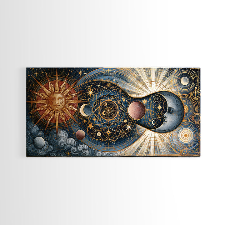 Sun and Moon Spiritual Balance Composition Canvas Print, Spiritual Art, Art Prints, Living Room Decor, Fine Art, Spirit, SPI-2x1-52