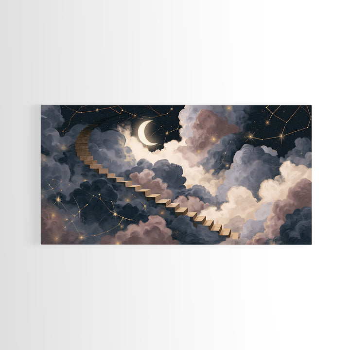 Celestial Staircase Through Clouds Canvas Print, Spiritual Art, Trendy Wall Art, Living Room Decor, Fine Art, Spirit, SPI-2x1-61