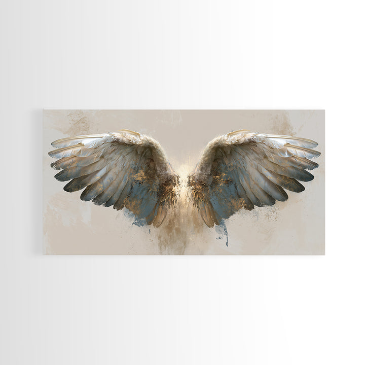 Angel Wings Emerging from Warm Light Canvas Print, Spiritual Art, Neutral Decor, Living Room Decor, Fine Art, Spirit, SPI-2x1-69