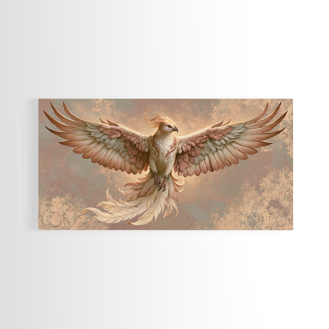 Phoenix Rising as Renewal Symbol Framed Canvas Print, Spiritual Art, Fine Art Print, Living Room Decor, Fine Art, Spirit, SPI-2x1-79