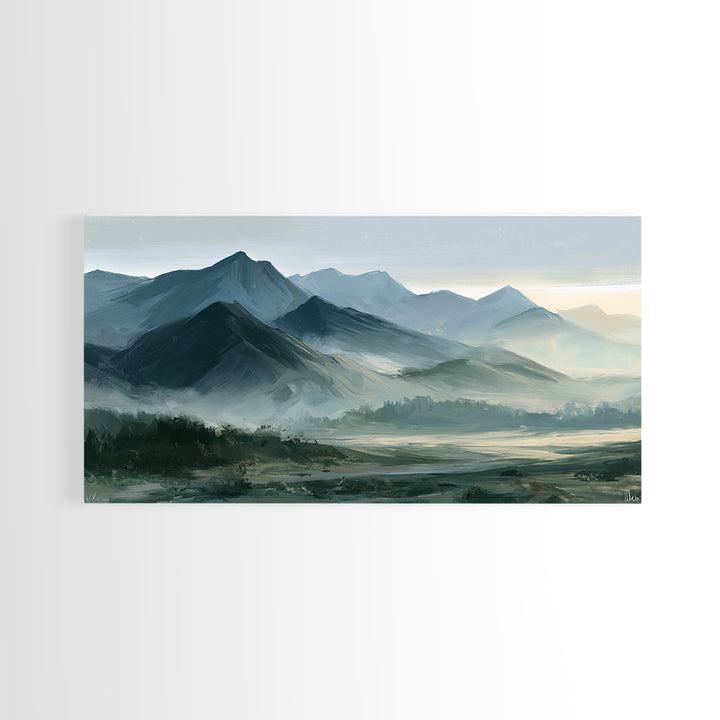 Mountain Sunrise as Awakening Symbol Canvas Print, Spiritual Art, Gallery Decor, Living Room Decor, Oil Painting, Spirit, SPI-2x1-89