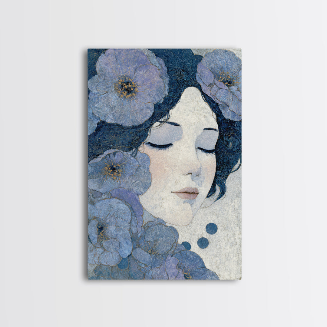 Lotus and Koi Framed Canvas Print, Spiritual Art, Digital Art, Living Room Decor, Abstract Art, Spirit, Funky Wall Art, SPI-2x3-26