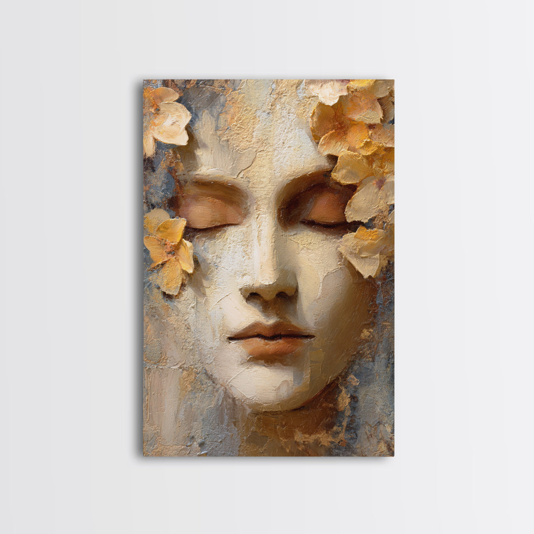 Third Eye Symbol Surrounded by Flowers Framed Canvas Print, Spiritual Art, Digital Print, Living Room Decor, Fine Art, Spirit, SPI-2x3-38